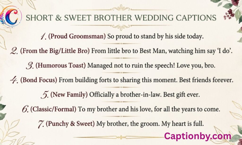 Short & Sweet Brother Wedding Captions