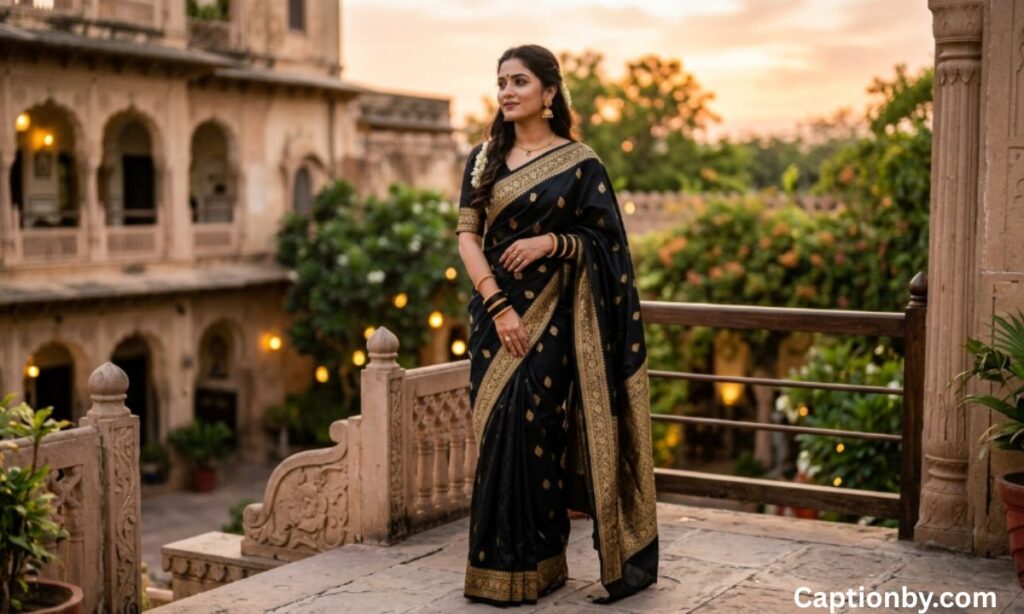 Black Saree Captions