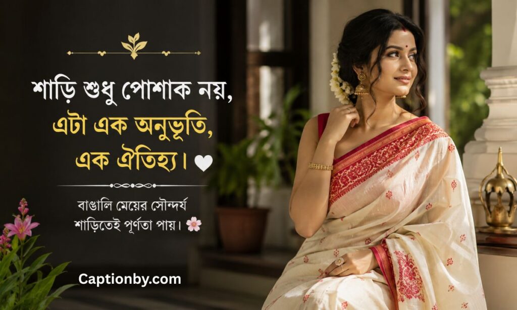 Caption for bengali saree look