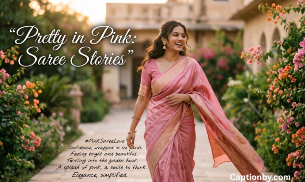 Pink Saree Captions
