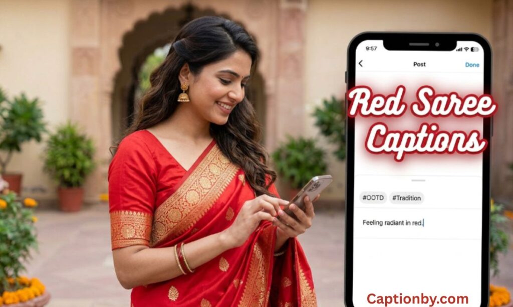 Red Saree Captions