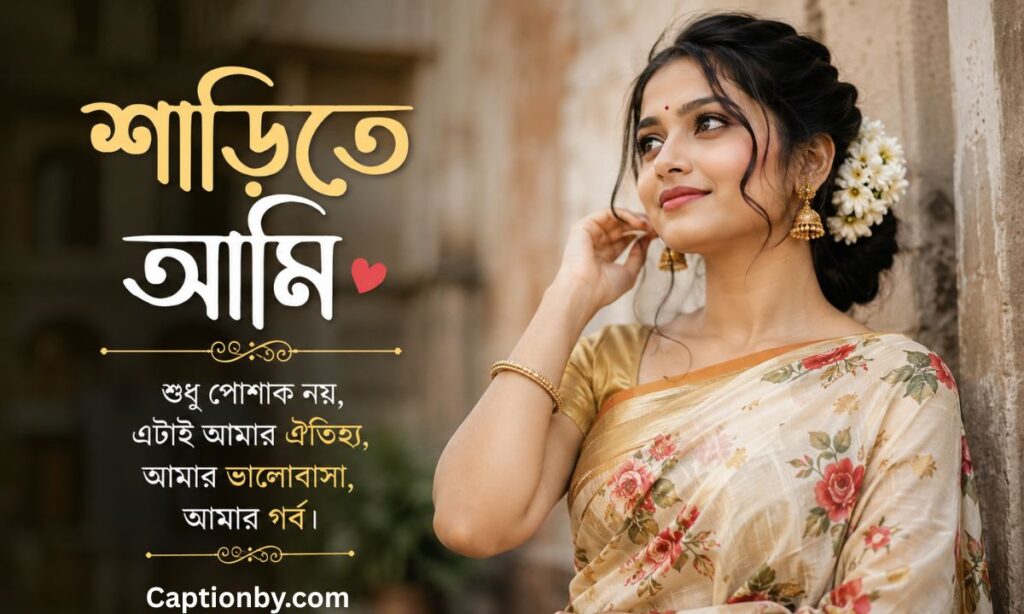 Saree caption in bengali for girl