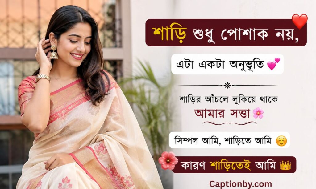 Saree caption in bengali with emoji