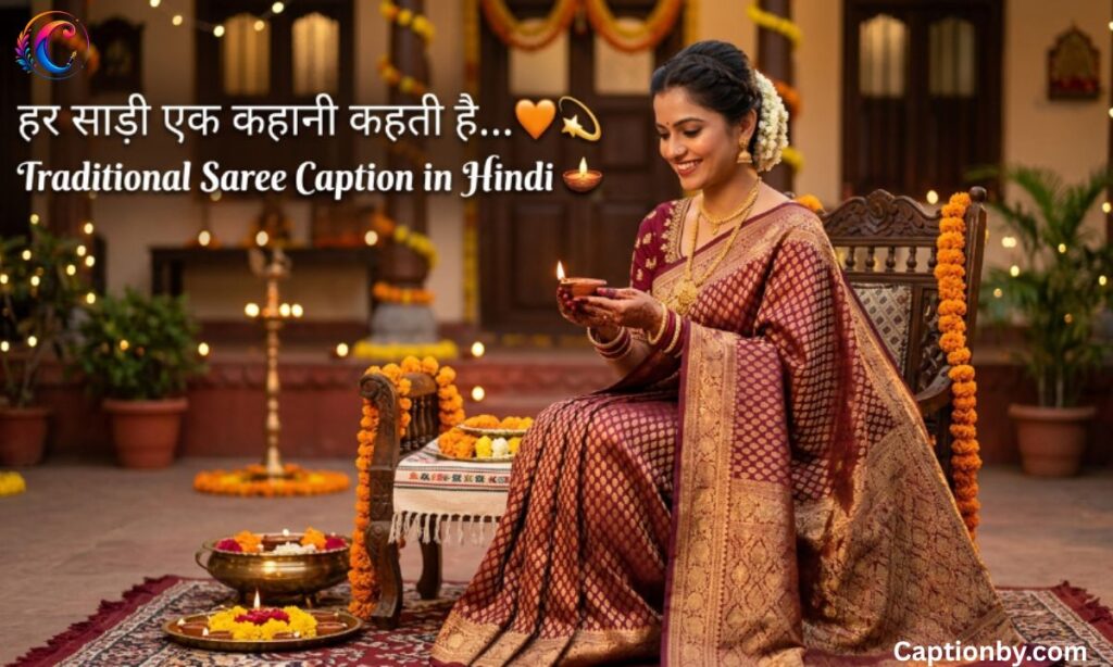 Traditional Saree Caption for Instagram in Hindi 🪔
