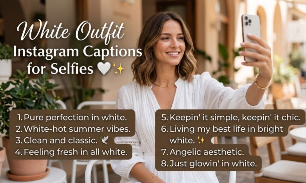 White Outfit Instagram Captions for Selfies 🤍✨