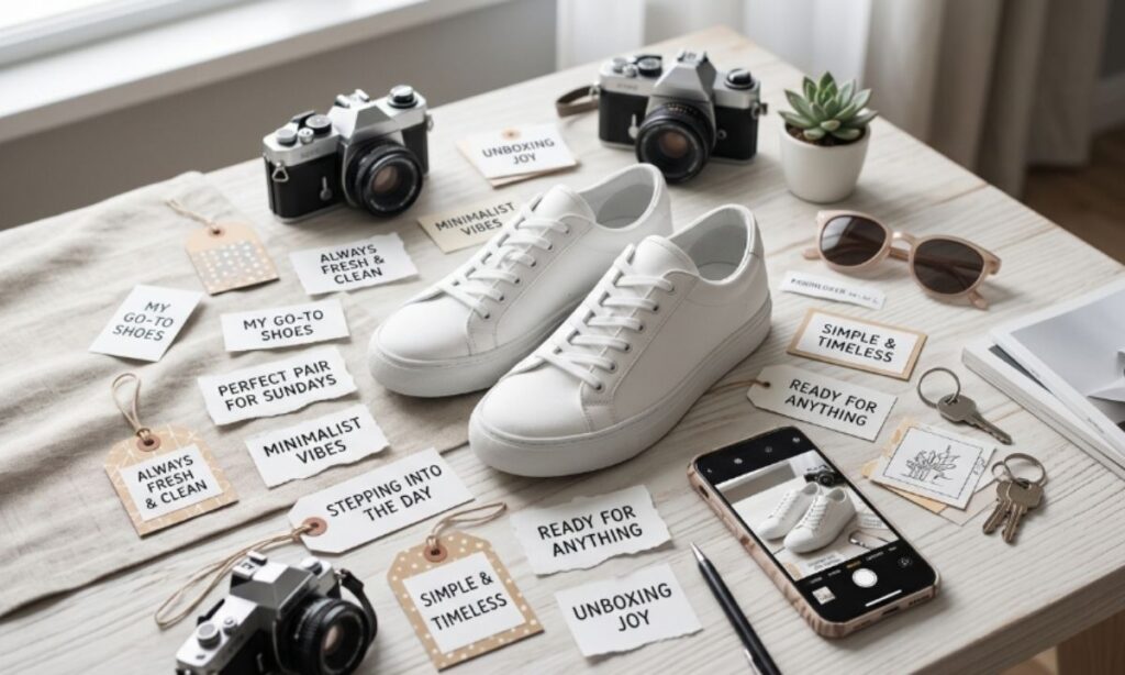 White Sneakers Photo Captions